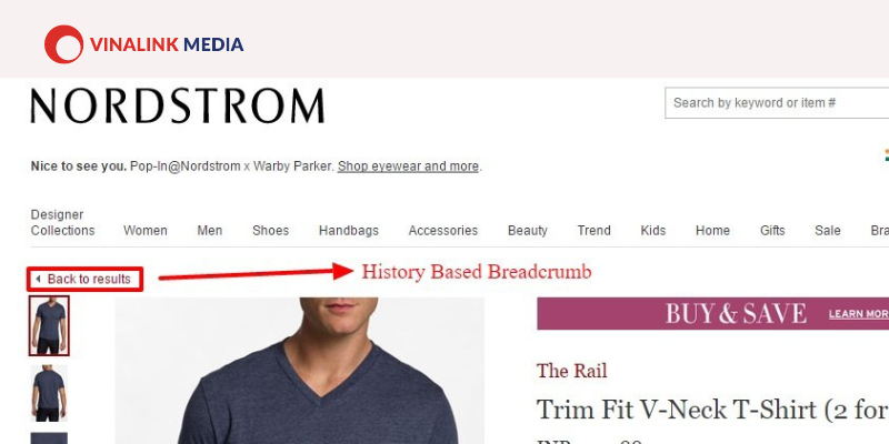 History based breadcrumb hiện lịch sử trang (Nguồn ảnh: Google). 